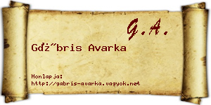 Gábris Avarka névjegykártya
